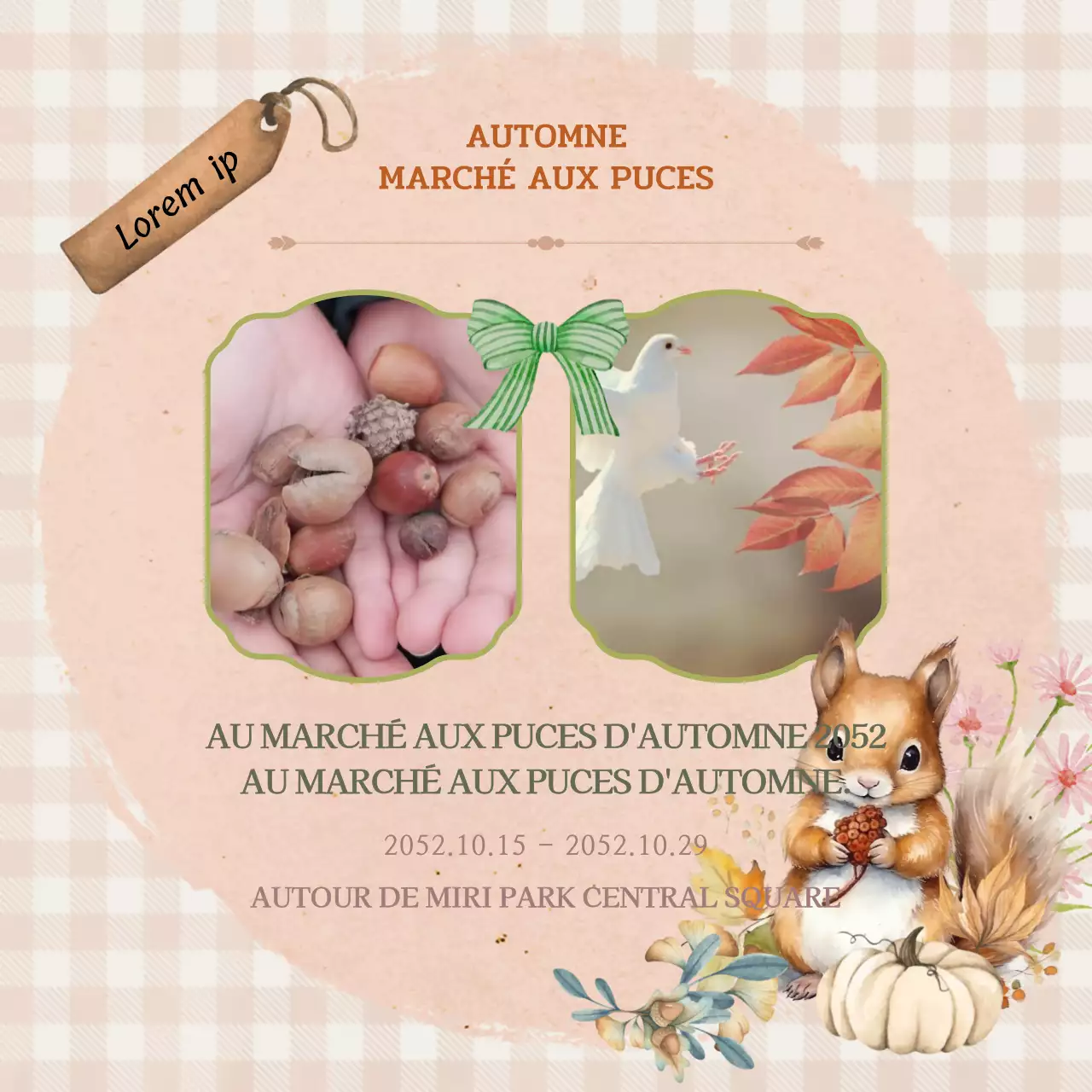 Promouvoir un marché aux puces classique en rose et kaki