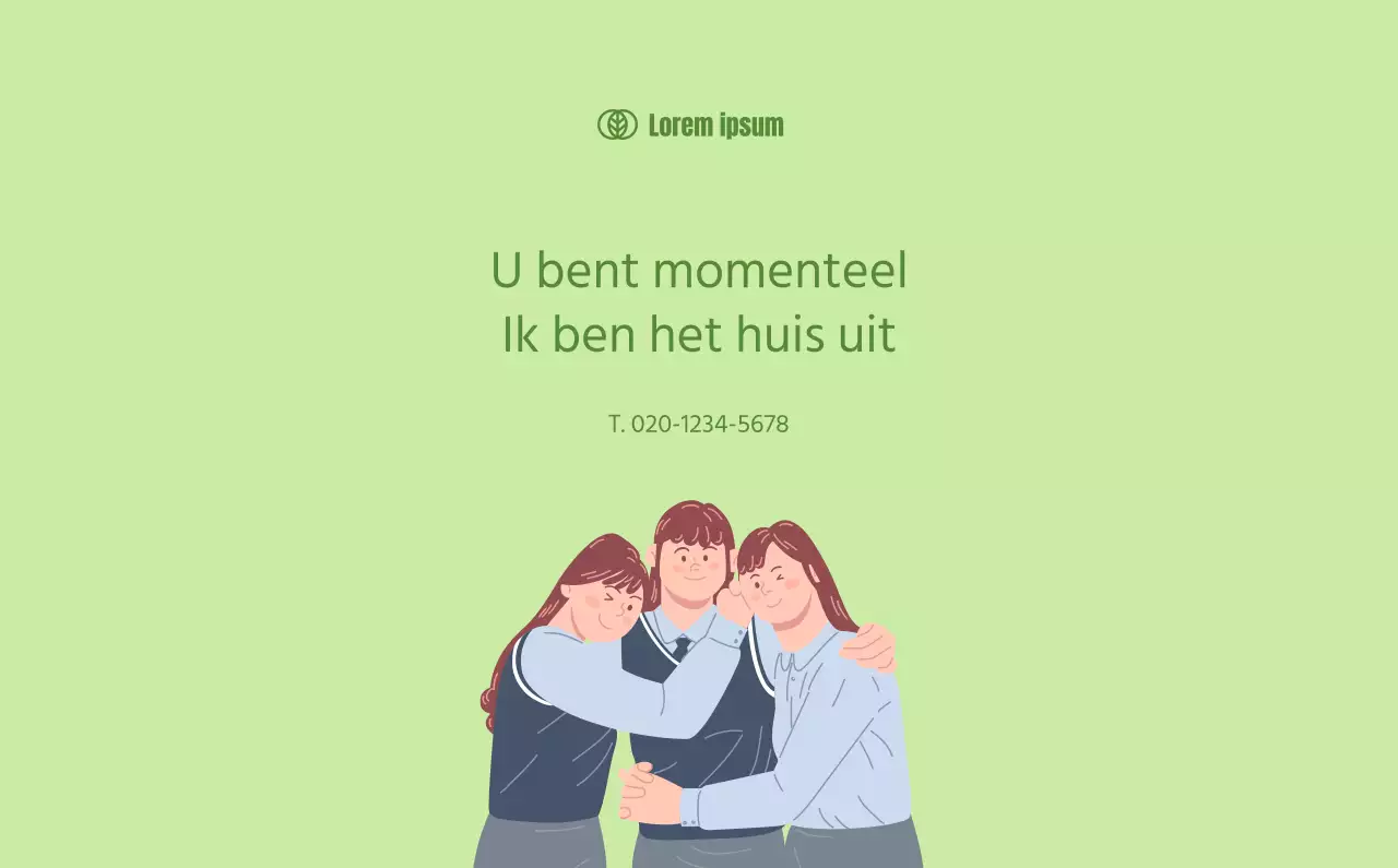 Kalender met jeugdillustraties op een gele en groene achtergrond