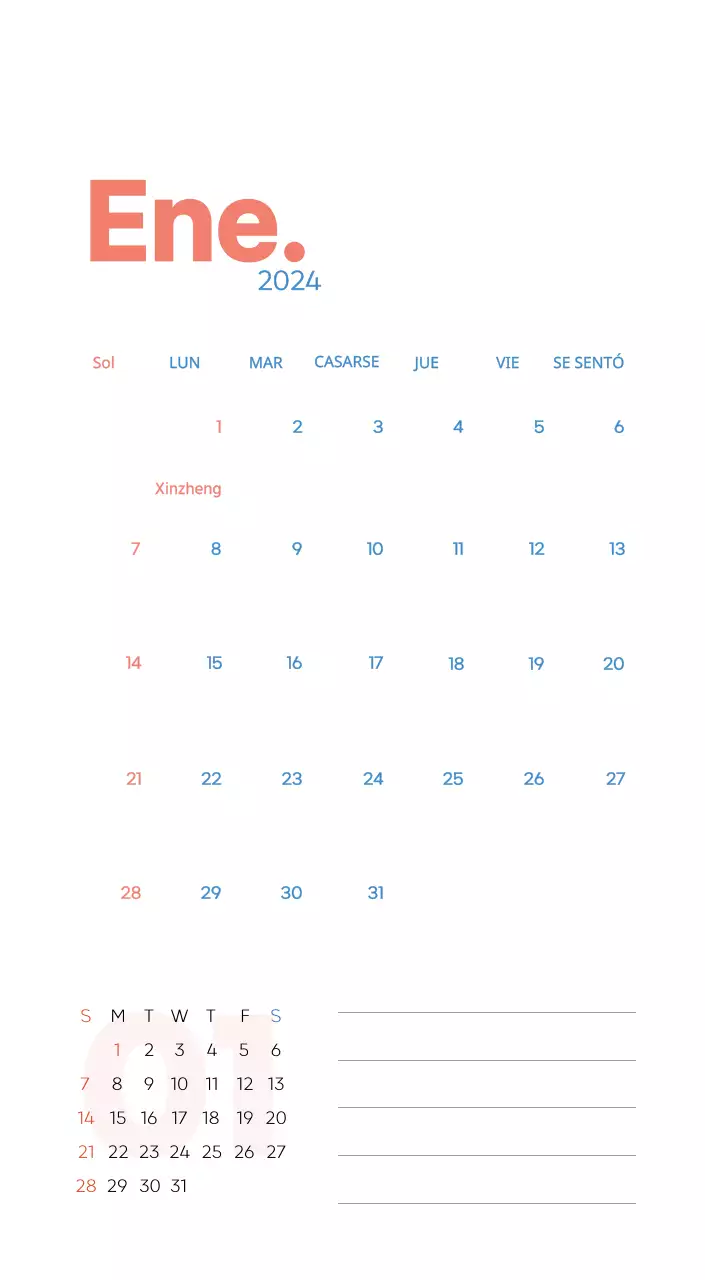Calendario laboral con bellas ilustraciones