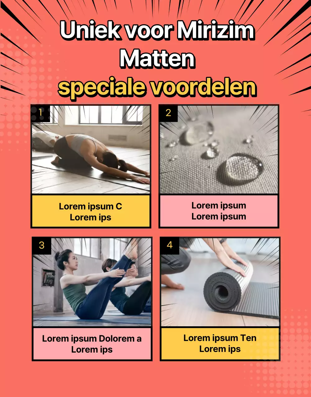 Een roze, kokhalzende yogamat promoten