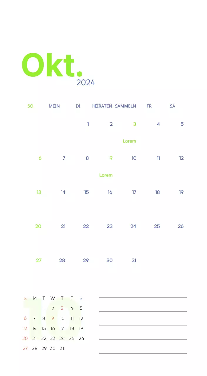 Arbeitskalender mit schönen Illustrationen
