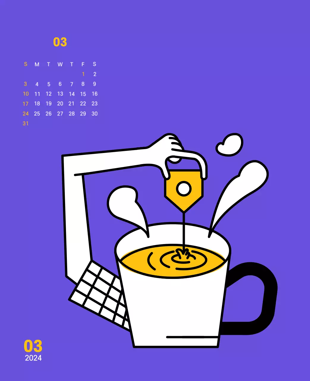 Ilustración de líneas limpias sobre fondo morado