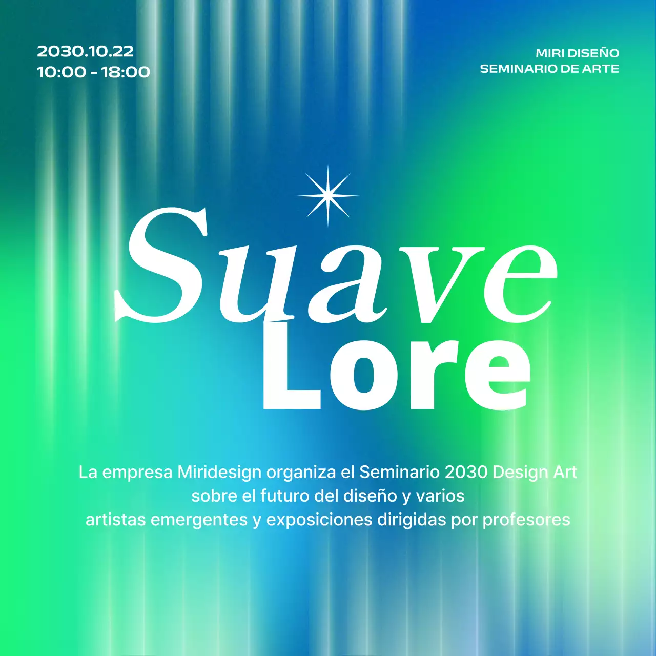 Promoción de seminarios de arte en cibernético azul y chartreuse