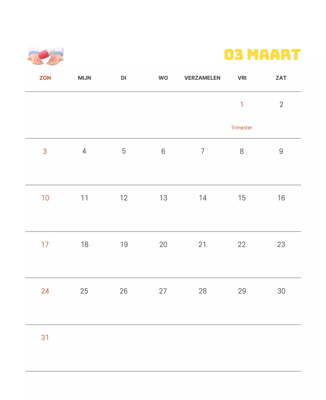 Een feestelijk ziekenhuis met illustraties met gezondheids- en gezinsthema's en kleurrijke accenten