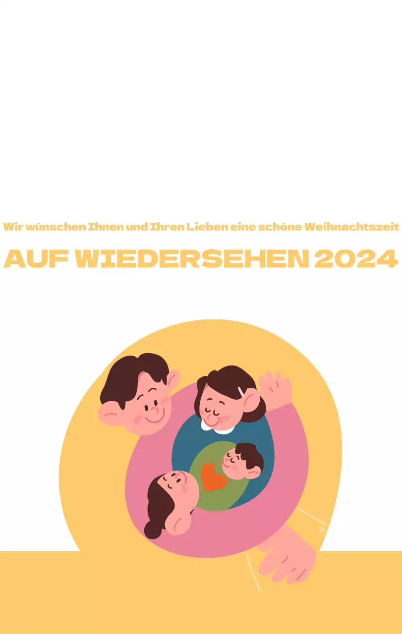 Ein festliches Krankenhaus mit Illustrationen zum Thema Gesundheit und Familie und farbenfrohen Akzenten