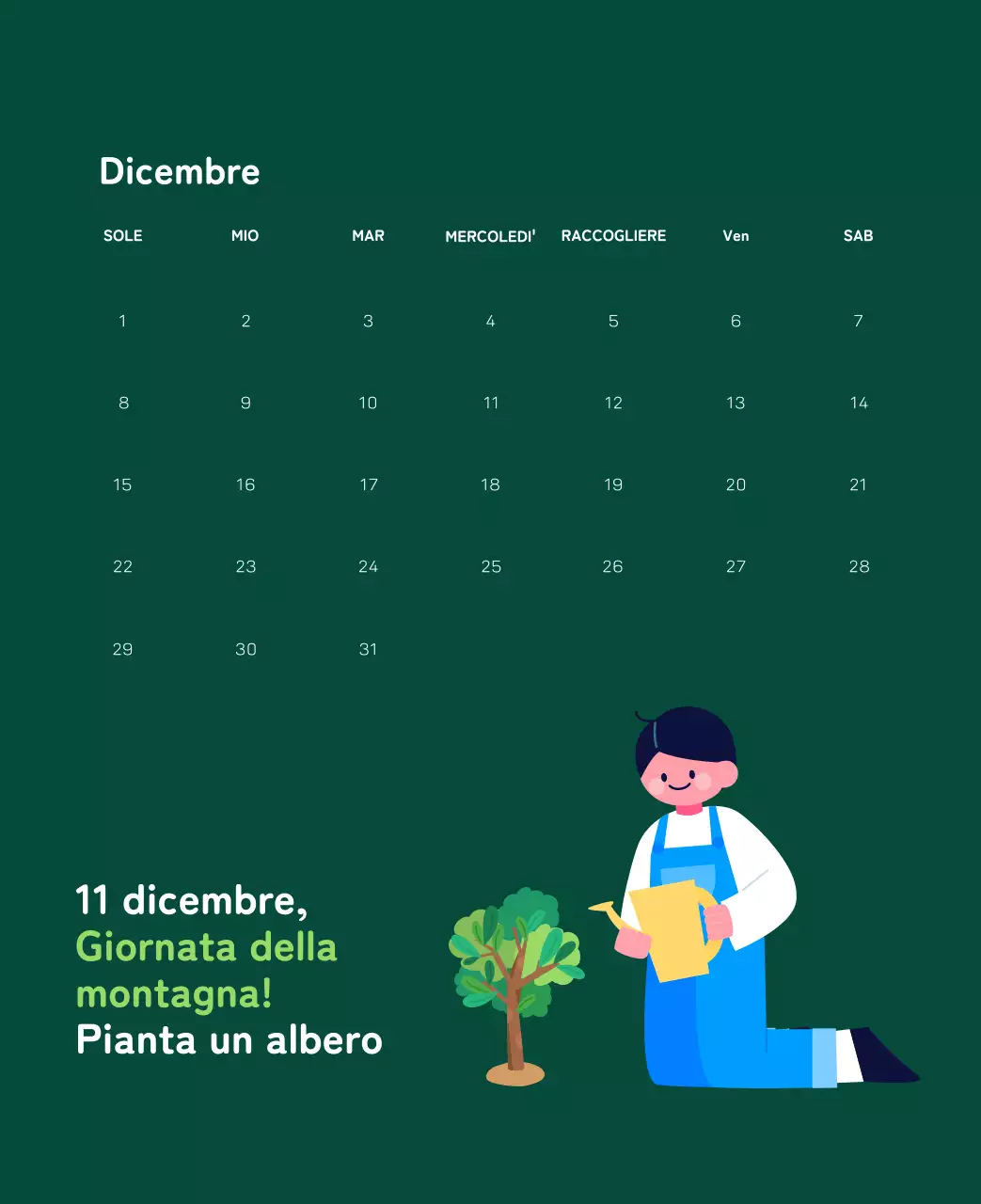 Una fondazione sociale che celebra le festività natalizie con illustrazioni colorate di persone e del pianeta.