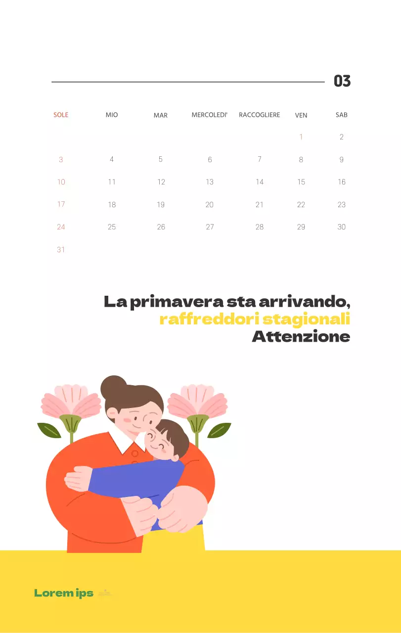 Un ospedale festivo con illustrazioni a tema salute e famiglia e accenti colorati