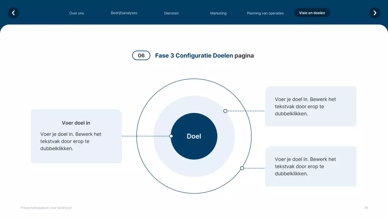 Eenvoudige witte en marineblauwe website bedrijfsprofiel