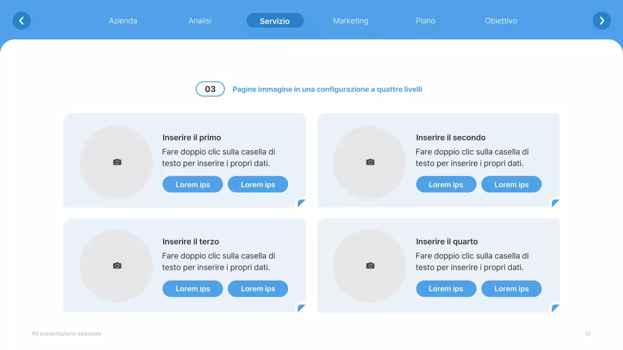 Profilo aziendale semplice in bianco e azzurro