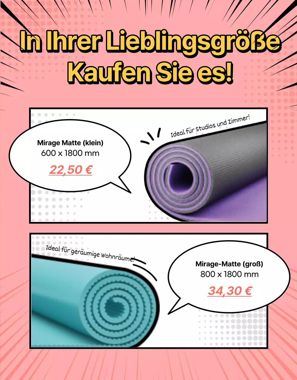 Werbung für eine pinke Yogamatte, die zum Würgen einlädt