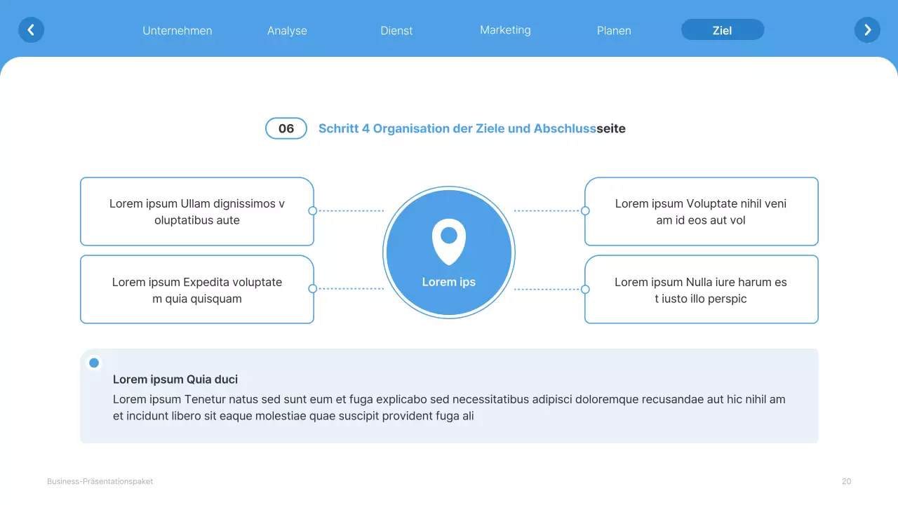 Einfache weiße und hellblaue Website Firmenprofil