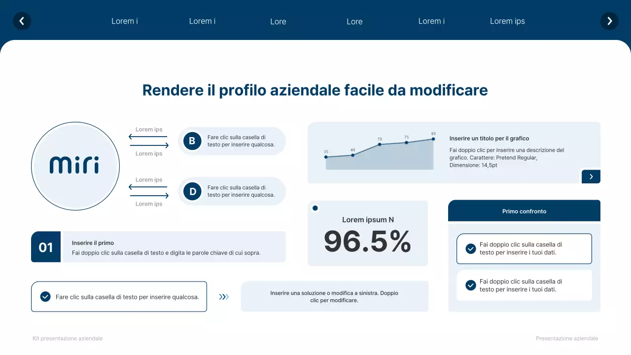Profilo aziendale semplice in bianco e blu navy