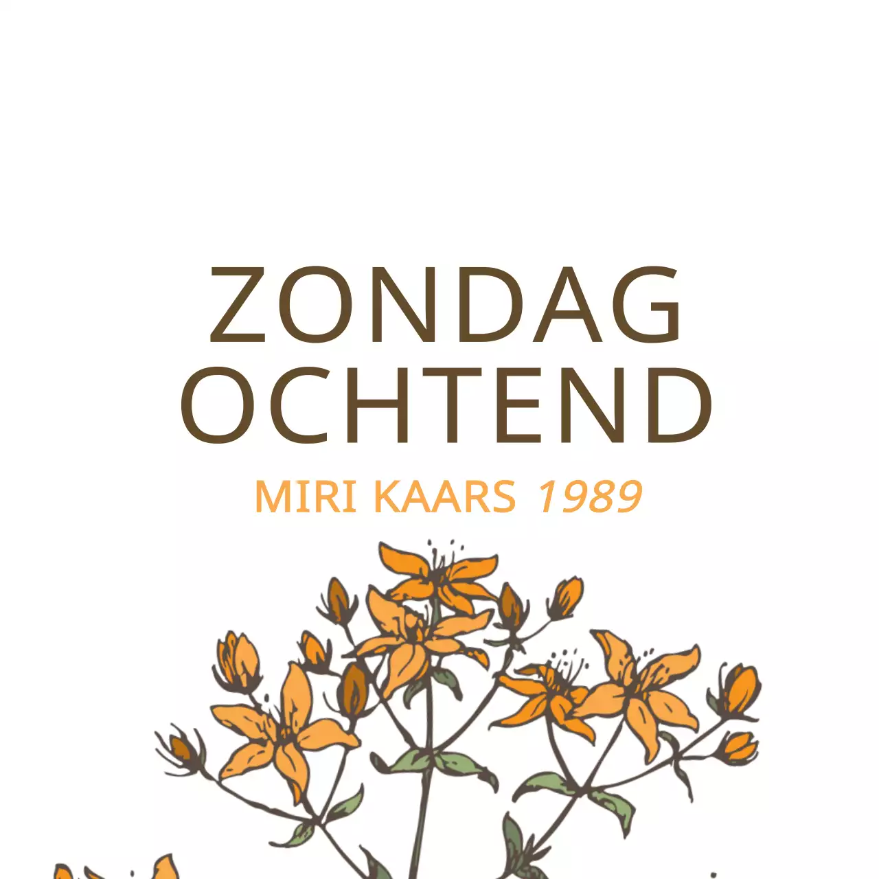Eenvoudige kaars met bloemen- en plantentekeningen in geel en bruin voor productbeschrijving
