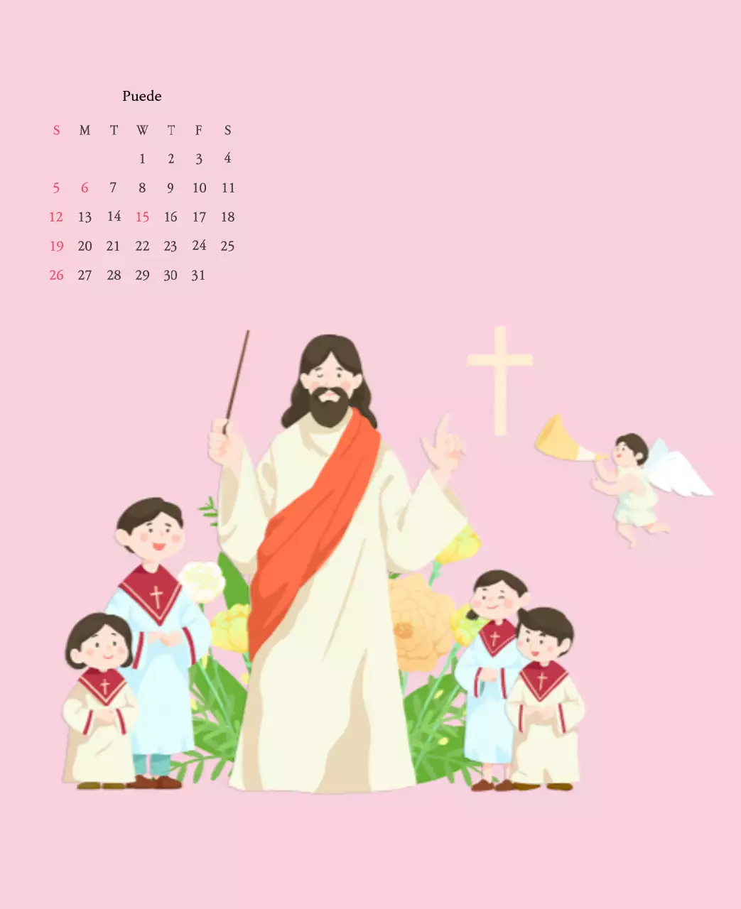 Colores cálidosIglesias con simpáticas ilustraciones