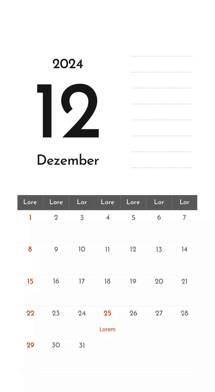 Ein einfacher Unternehmenskalender in Grau