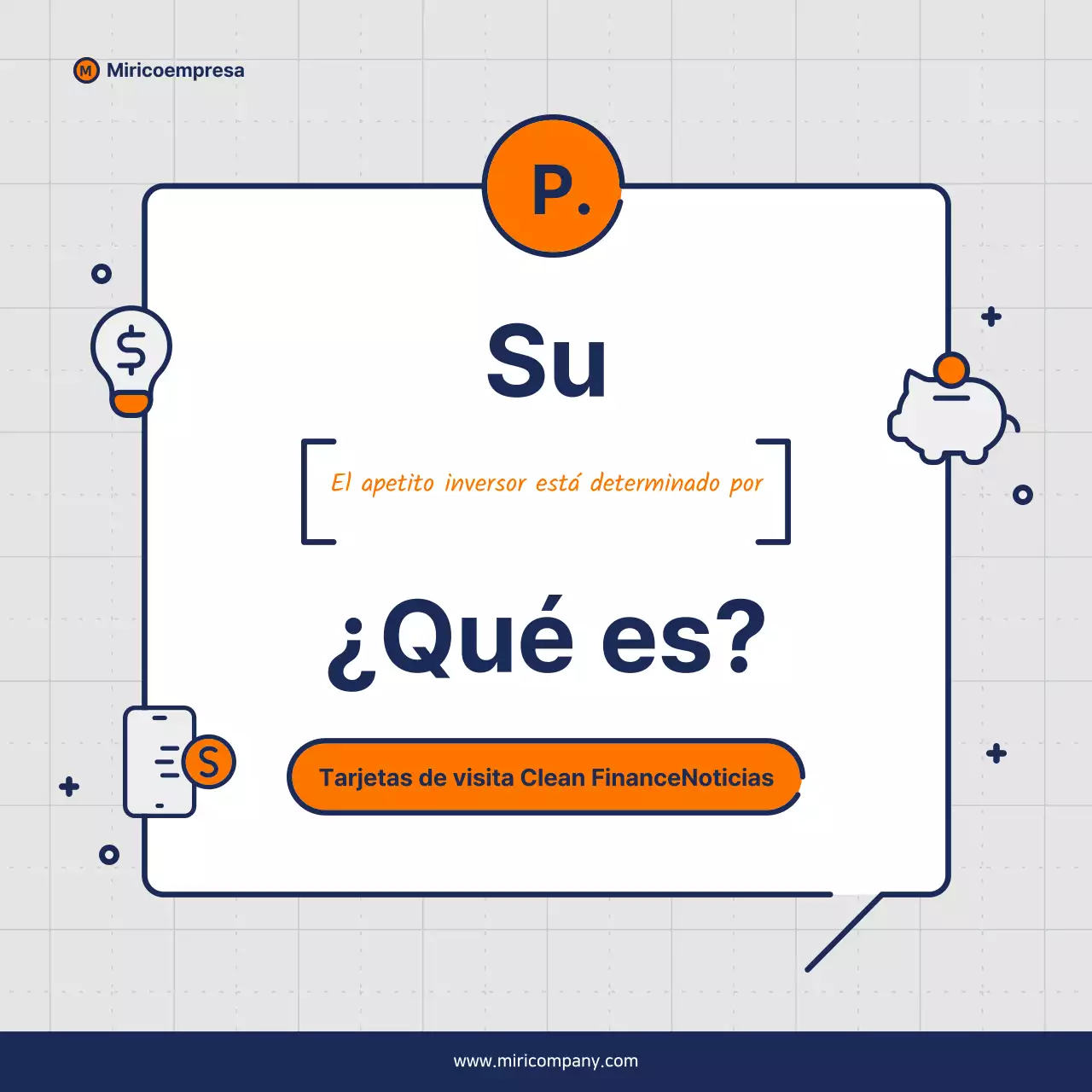 Propuesta minimalista de discurso empresarial en naranja y azul marino
