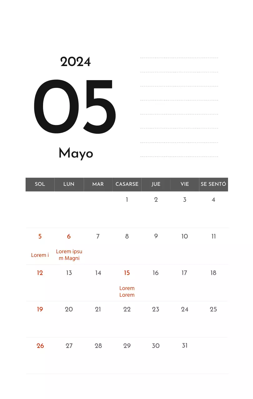 Un sencillo calendario corporativo en gris