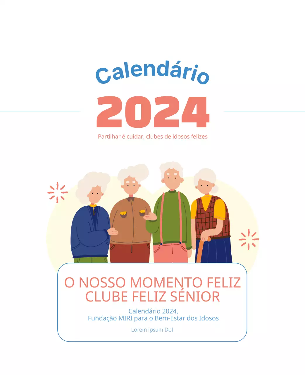 Calendário de trabalho com belas ilustrações