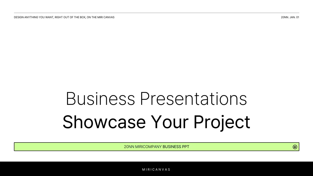 A simple white and chartreuse report to introduce your project