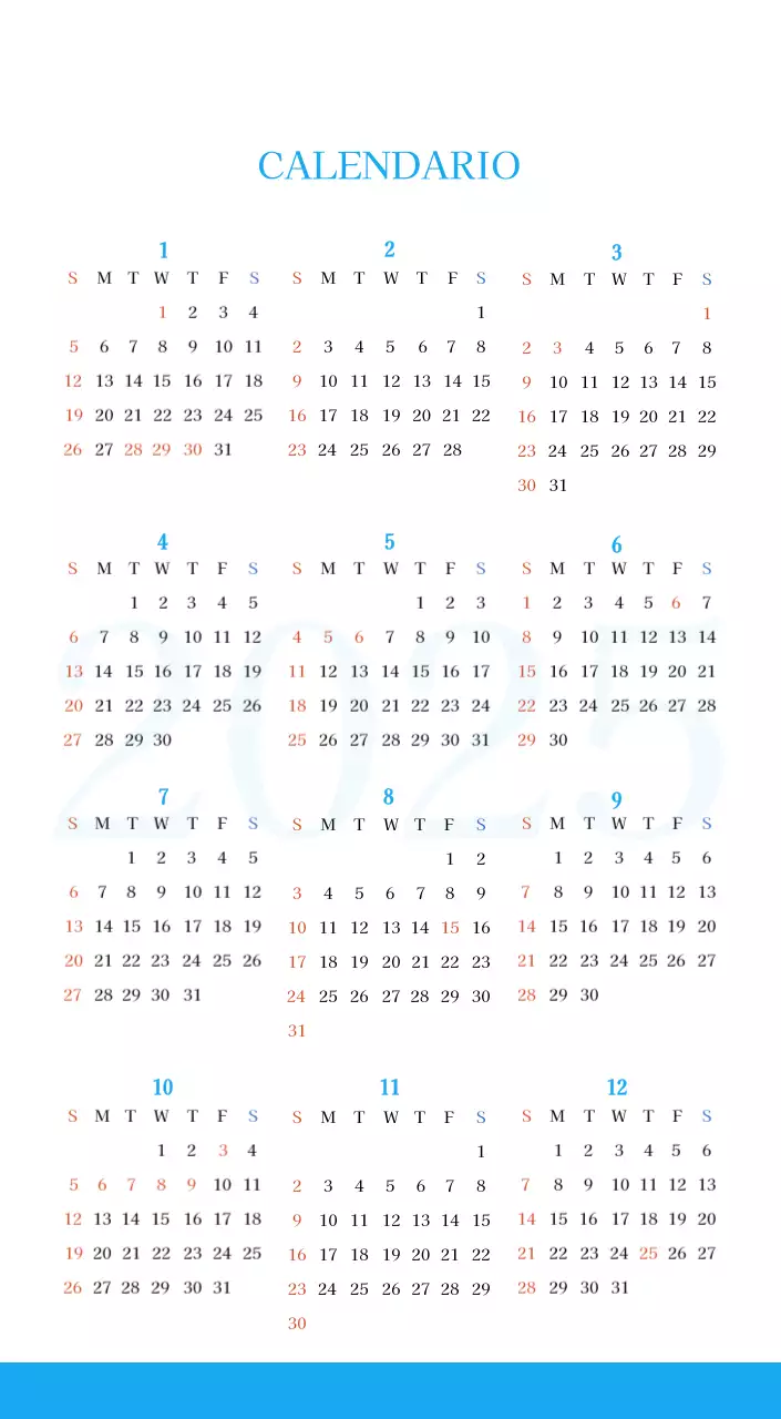 Calendario ecclesiastico blu di concezione moderna