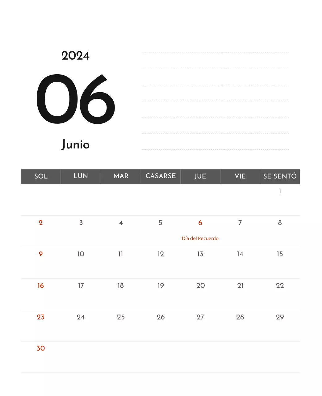 Un sencillo calendario corporativo en gris