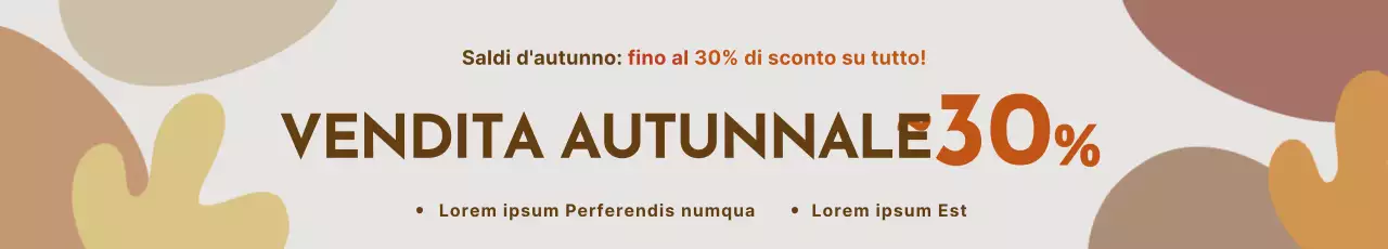 Autunnale nei toni del marrone Un'evidenza di sconto pulita con elementi grafici Promozione autunnale