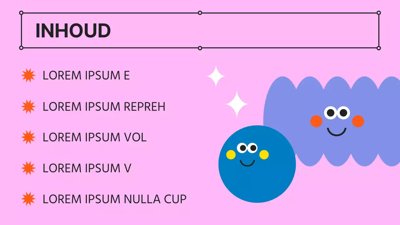 Een kitscherig roze en mauve bedrijfspraatje met een bedrijfsprofiel