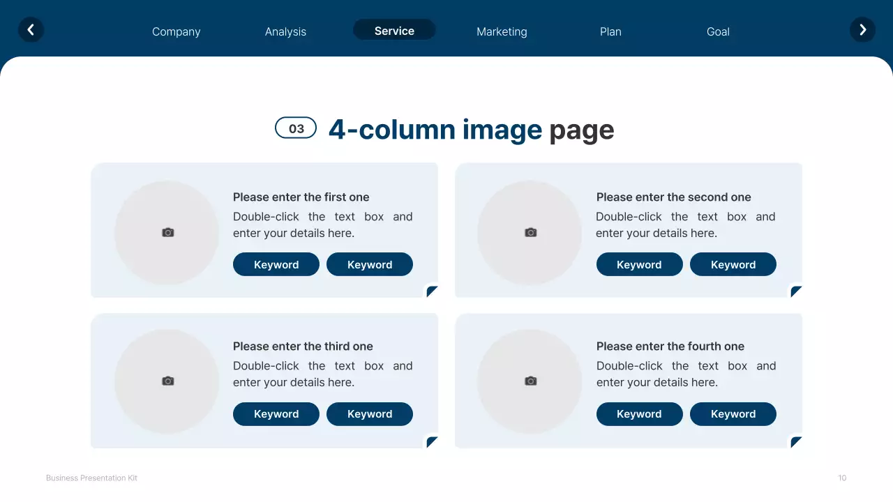 A simple white and navy blue website company profile
