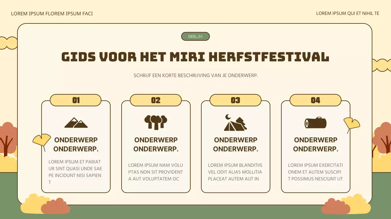 Promoot natuurlijke herfstfestivals in geel en kaki