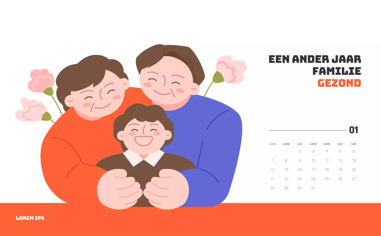 Een feestelijk ziekenhuis met illustraties met gezondheids- en gezinsthema's en kleurrijke accenten