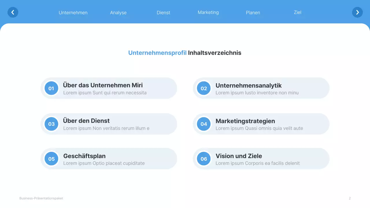 Einfache weiße und hellblaue Website Firmenprofil