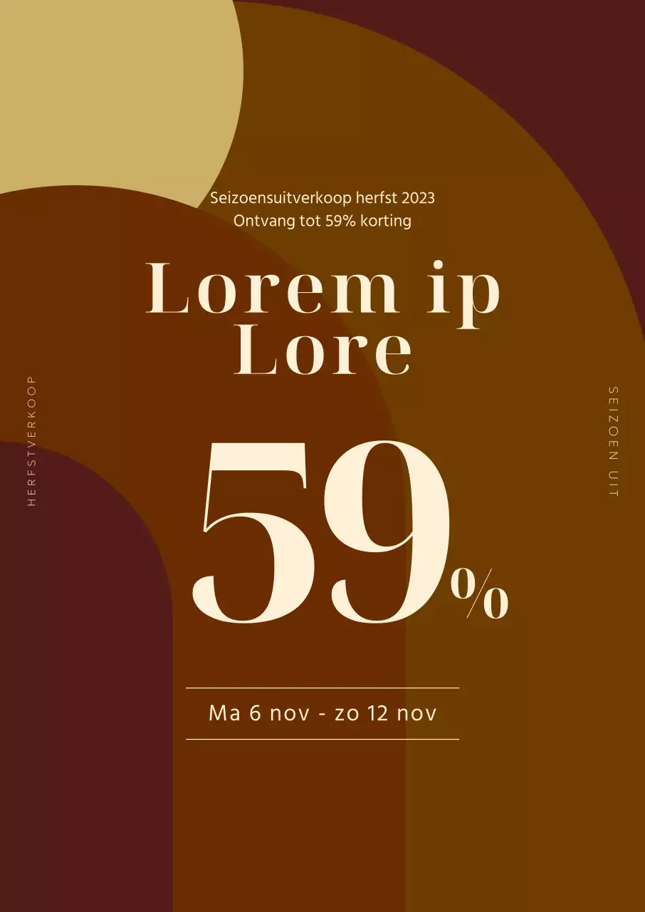 Rustige herfstachtige sfeer met bruine tinten Markeer kortingen op een grafische achtergrond Herfstpromoties