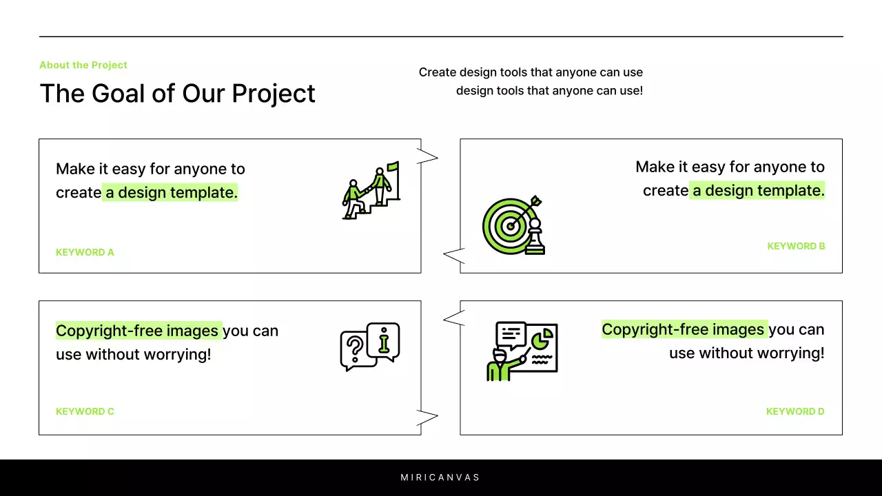 A simple white and chartreuse report to introduce your project