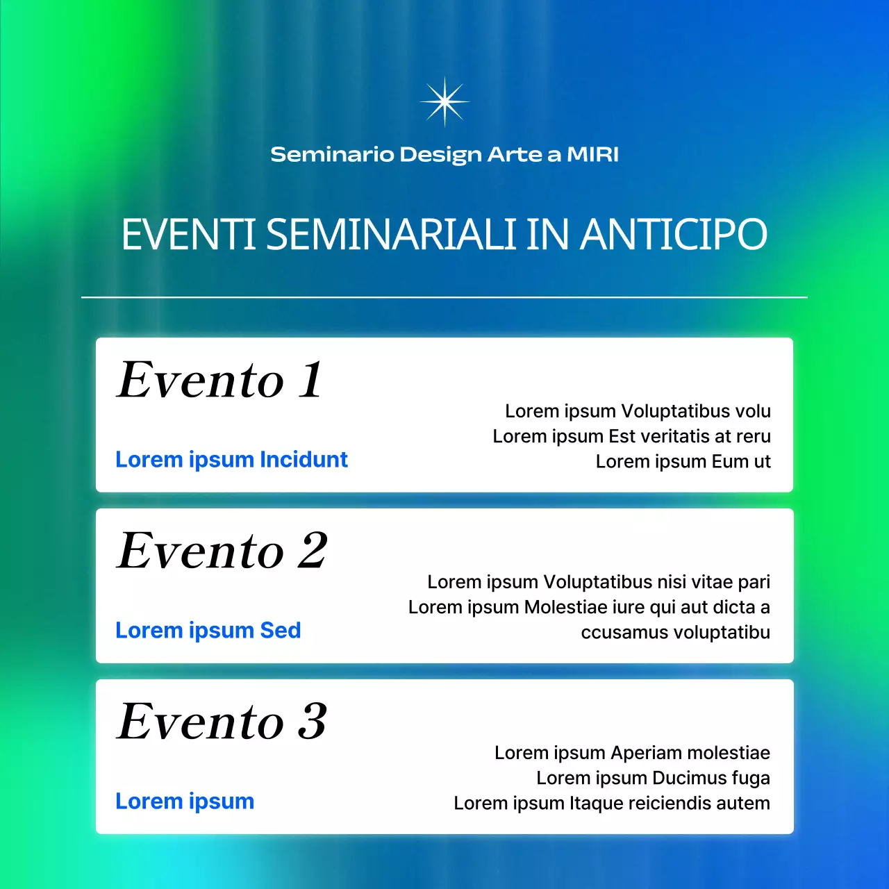 Promozione di seminari d'arte in blu e chartreuse cibernetico