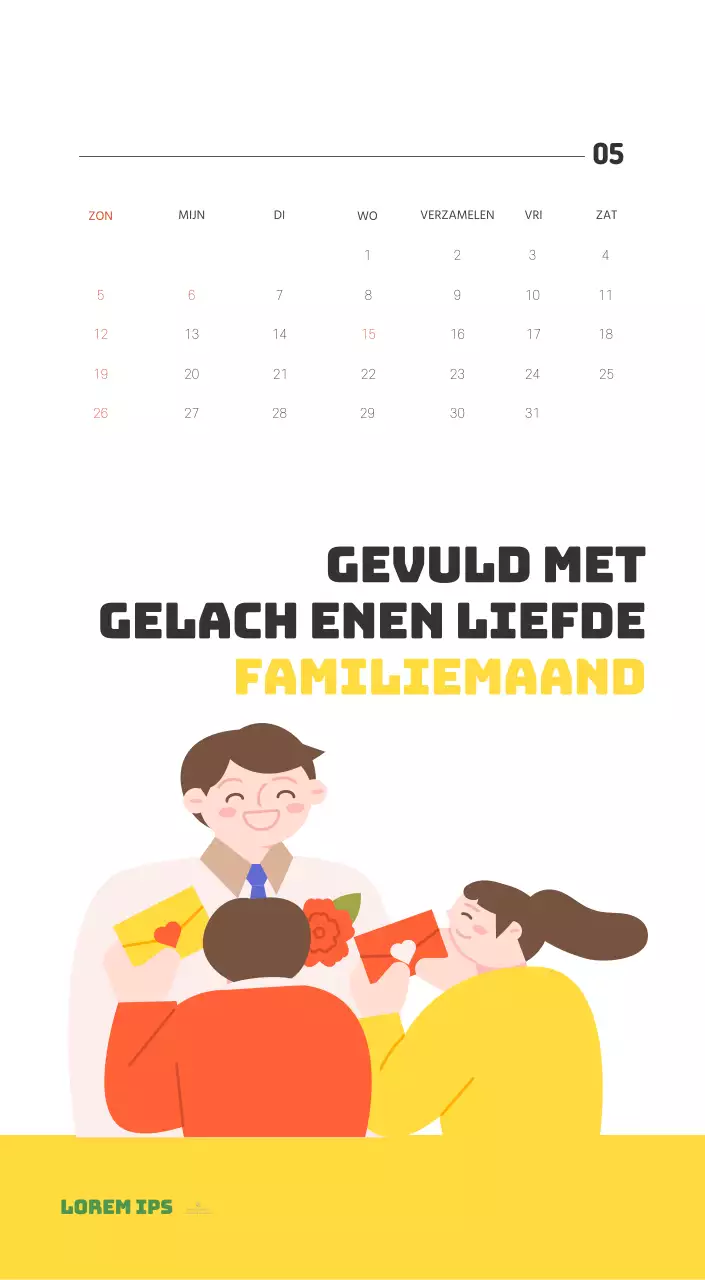 Een feestelijk ziekenhuis met illustraties met gezondheids- en gezinsthema's en kleurrijke accenten