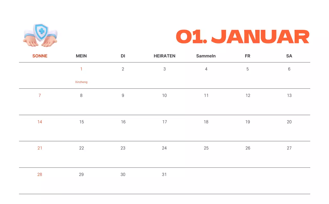 Ein festliches Krankenhaus mit Illustrationen zum Thema Gesundheit und Familie und farbenfrohen Akzenten