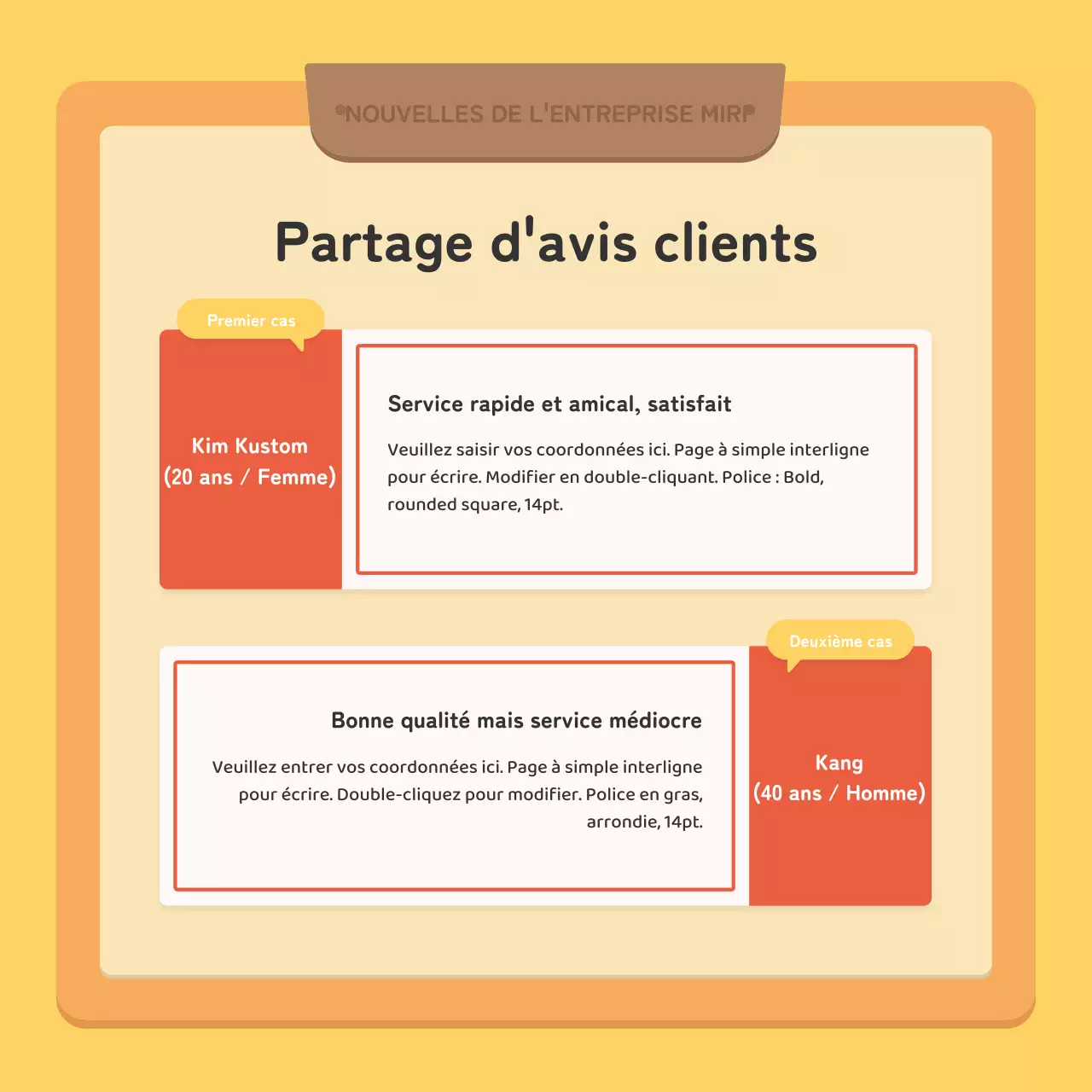 Une lettre d'information d'entreprise kitsch en rouge et jaune