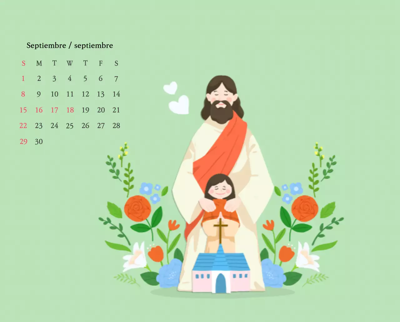 Iglesias con simpáticas ilustraciones en colores cálidos