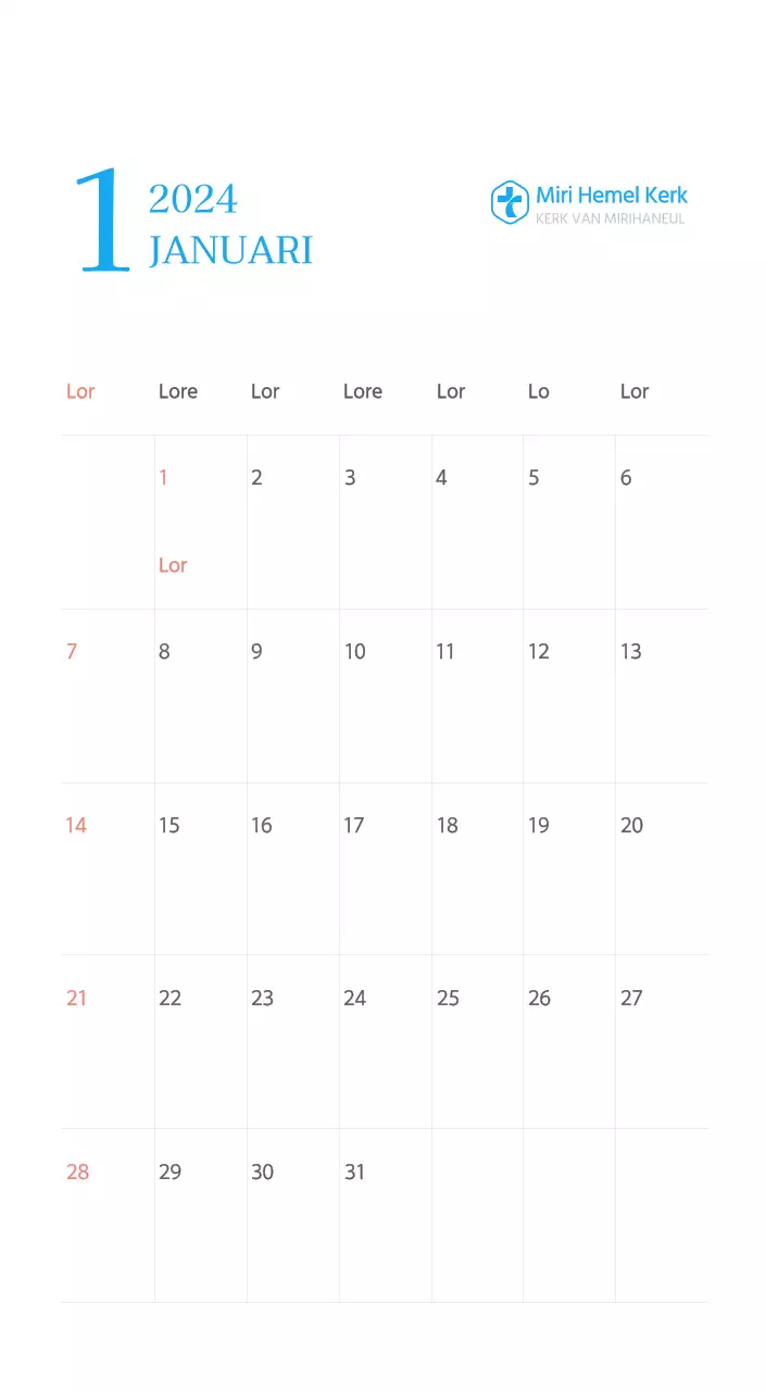 Blauw modern concept kerkkalender