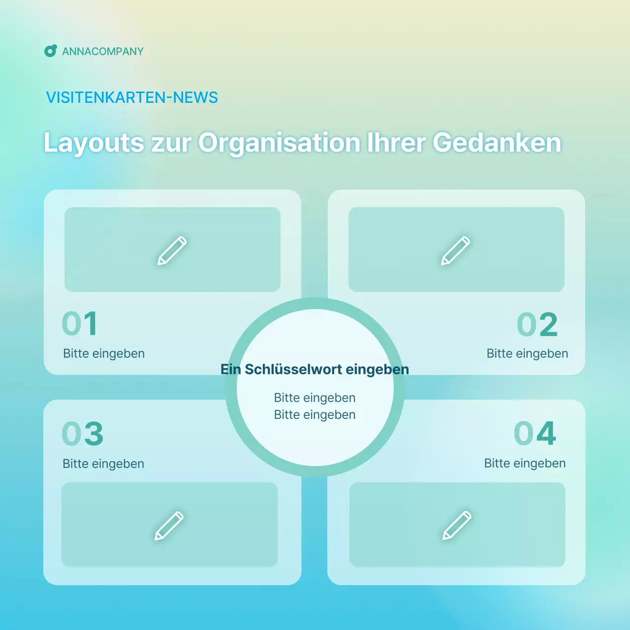 Ein schlichter Leitfaden für den Corporate Newsletter in Hellblau und Mintgrün