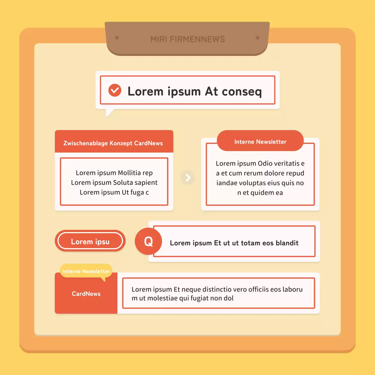 Ein kitschiger Newsletter für Unternehmen in Rot und Gelb