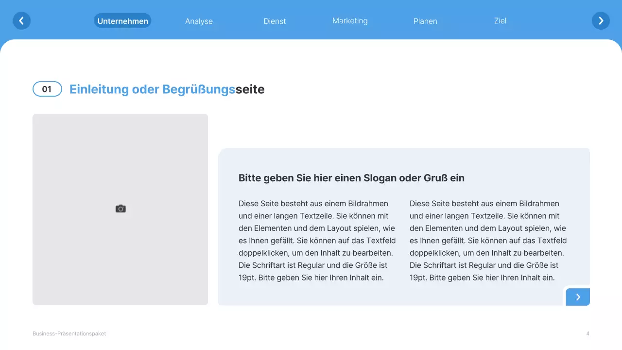 Einfache weiße und hellblaue Website Firmenprofil