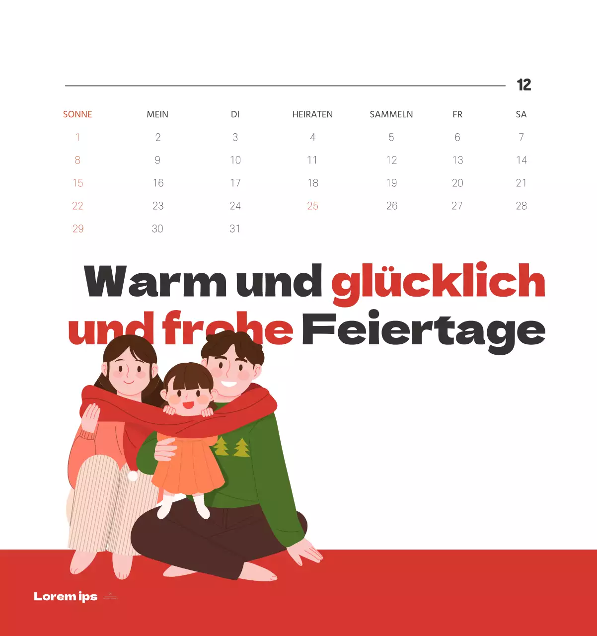 Ein festliches Krankenhaus mit Illustrationen zum Thema Gesundheit und Familie und farbenfrohen Akzenten
