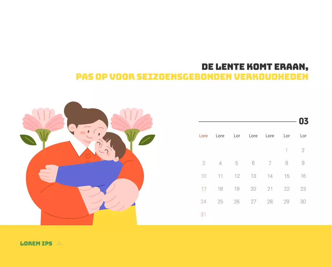 Een feestelijk ziekenhuis met illustraties met gezondheids- en gezinsthema's en kleurrijke accenten