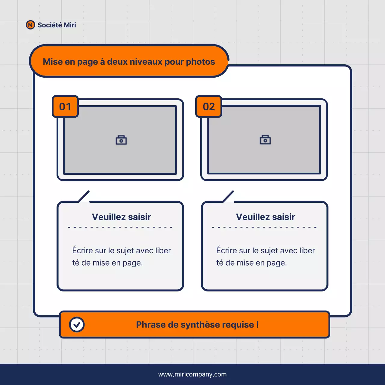 Proposition de pitch d'entreprise minimaliste en orange et bleu marine