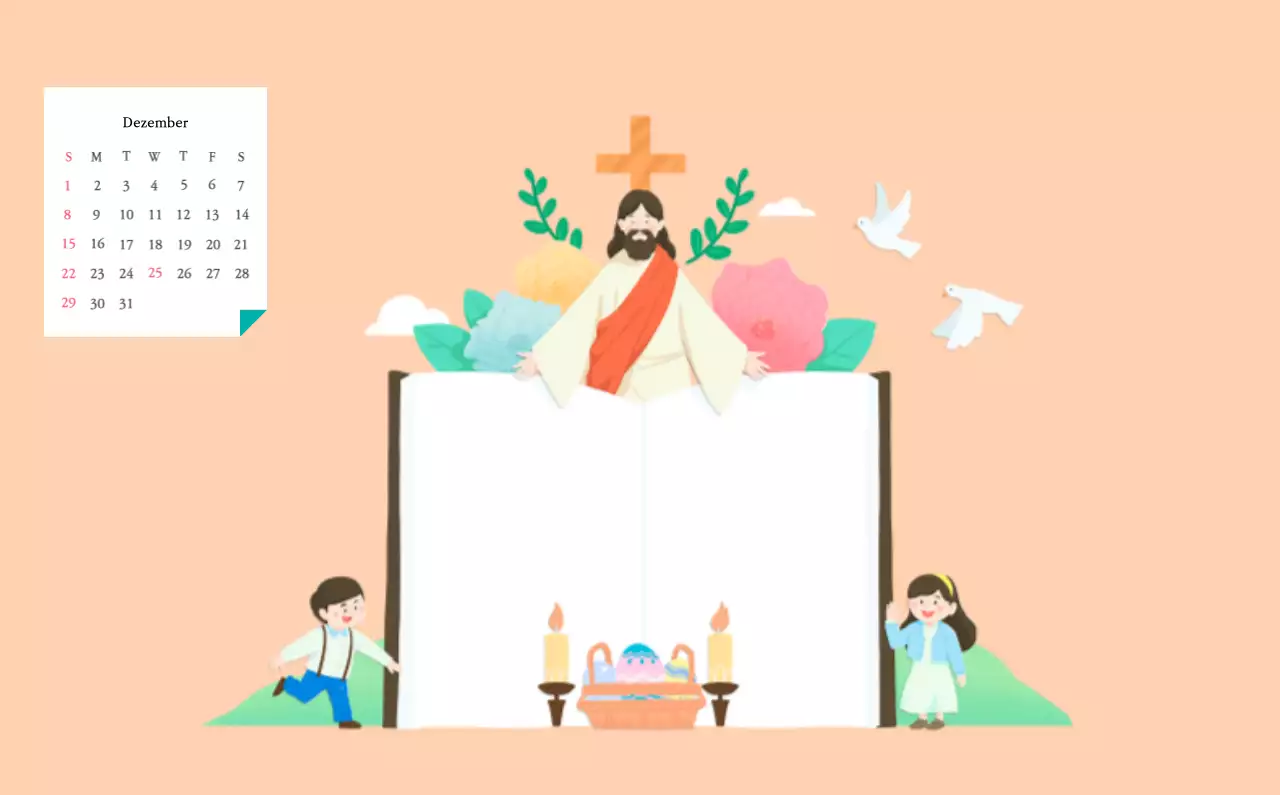 Warme FarbenKirchen mit niedlichen Illustrationen