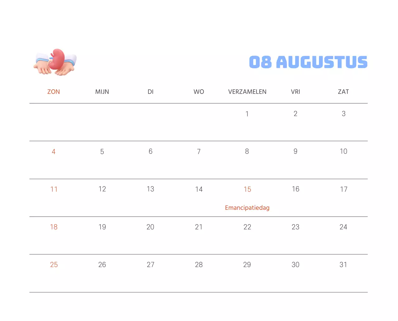 Een feestelijk ziekenhuis met illustraties met gezondheids- en gezinsthema's en kleurrijke accenten