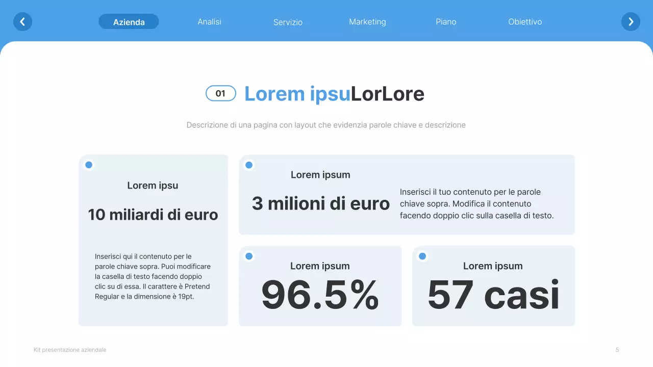 Profilo aziendale semplice in bianco e azzurro