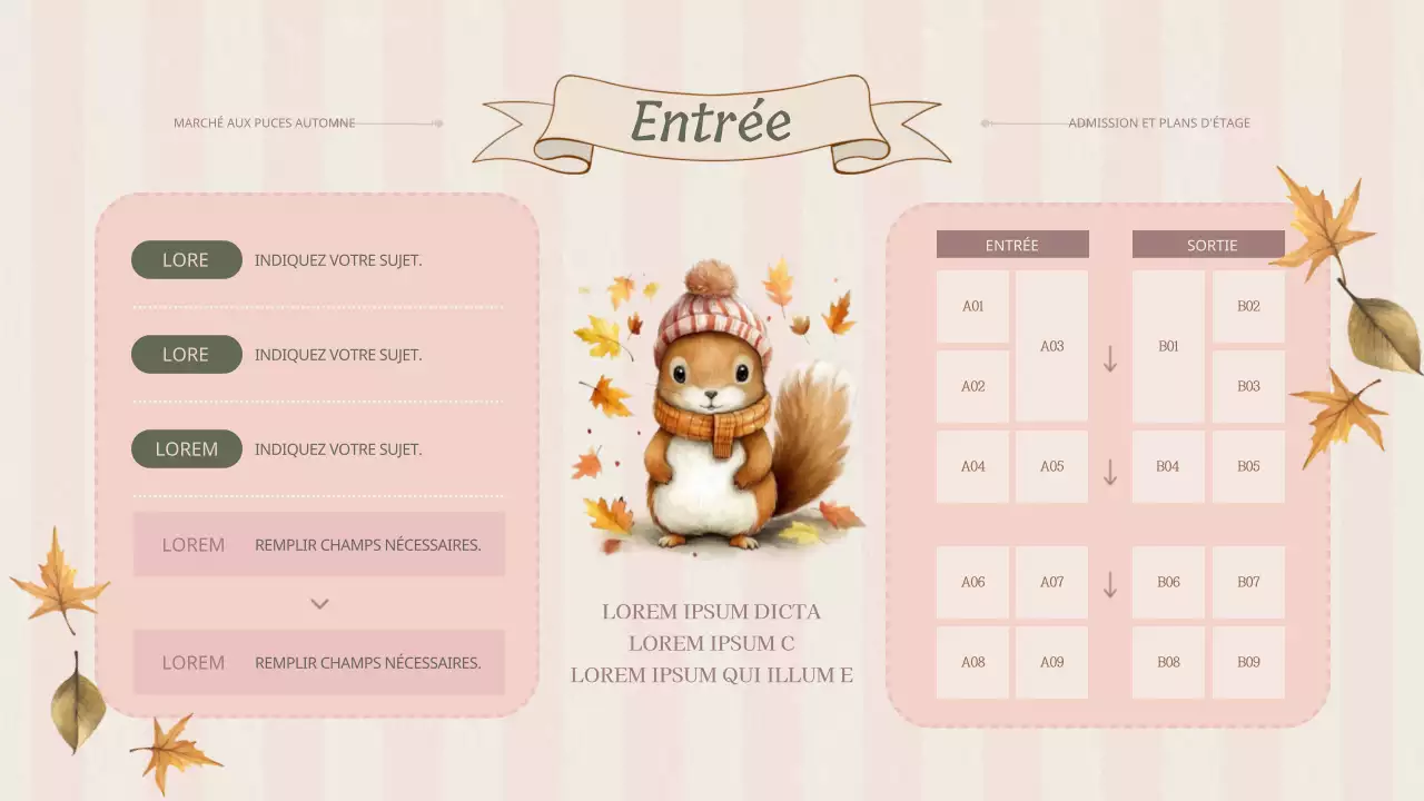 Planificateur de marché aux puces classique d'automne en rose et kaki