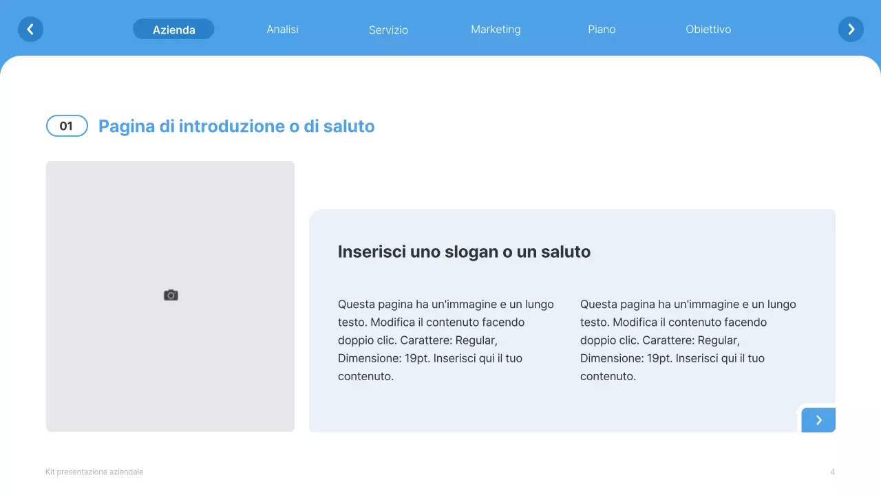 Profilo aziendale semplice in bianco e azzurro